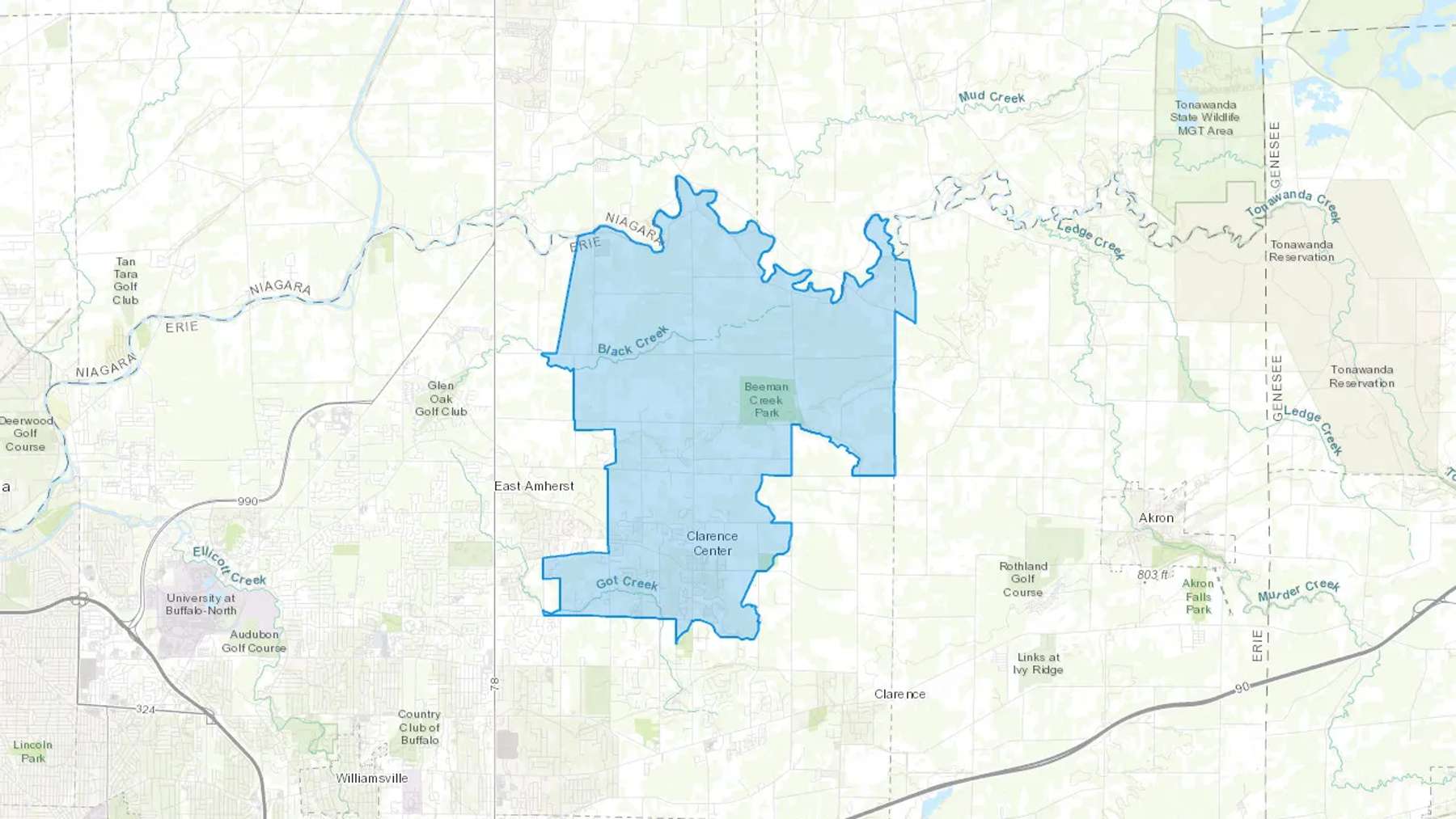 Clarence Center, NY Cash heating Oil delivery map Map of the COD Fuel Oil delivery service area for Clarence Center, NY