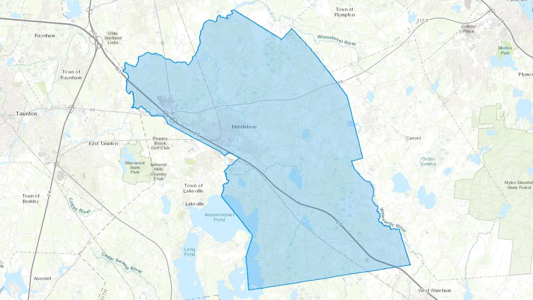 Middleboro, MA Cash heating Oil delivery map Map of the COD Fuel Oil delivery service area for Middleboro, MA