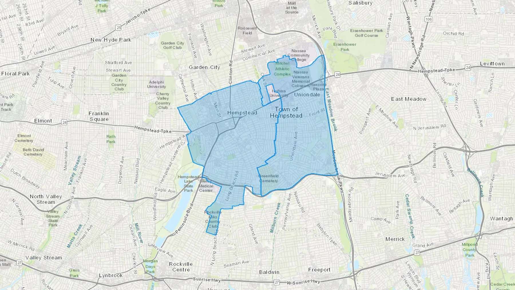 Hempstead, NY Cash heating Oil delivery map Map of the COD Fuel Oil delivery service area for Hempstead, NY