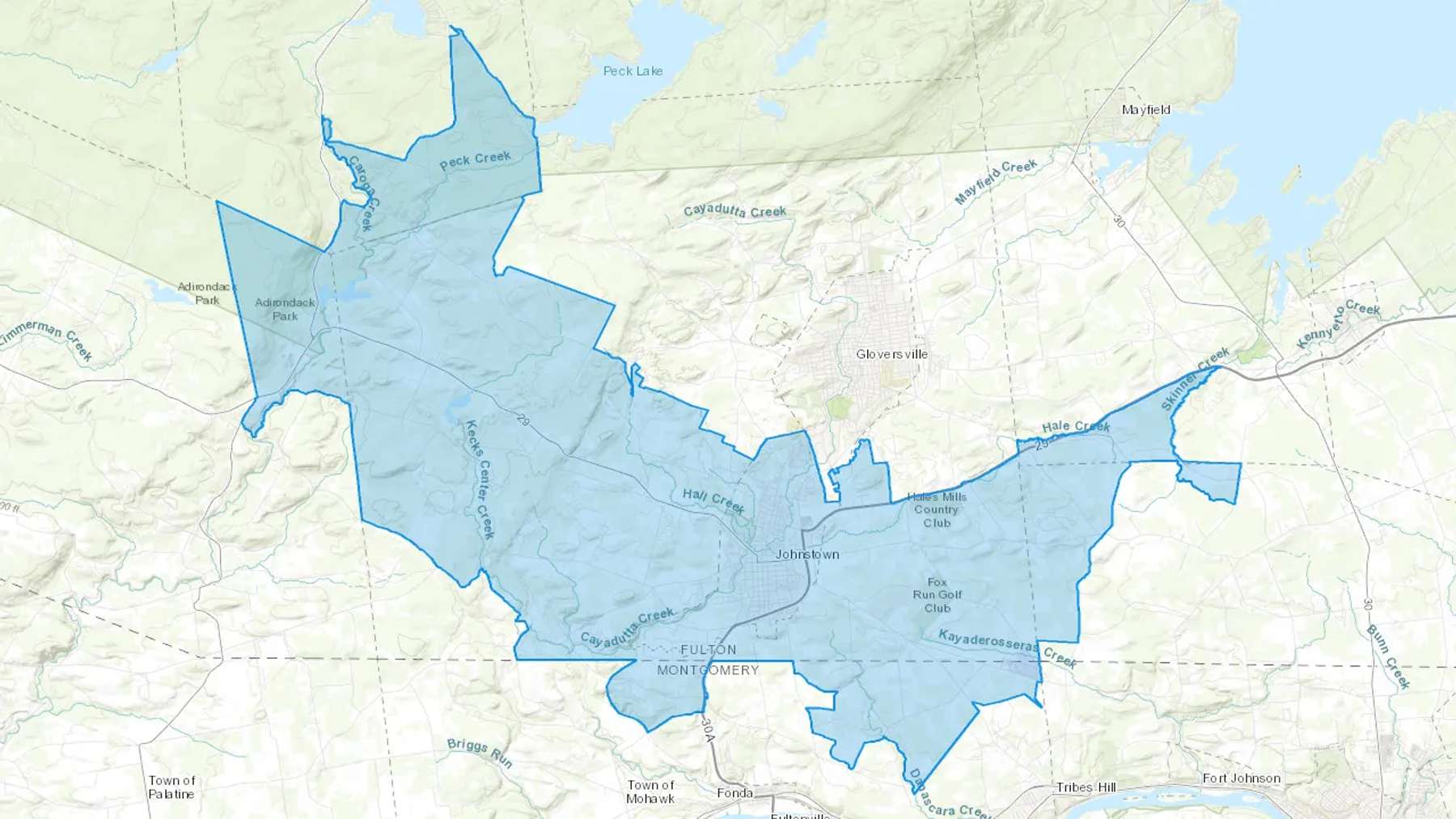 Johnstown, NY Cash heating Oil delivery map Map of the COD Fuel Oil delivery service area for Johnstown, NY