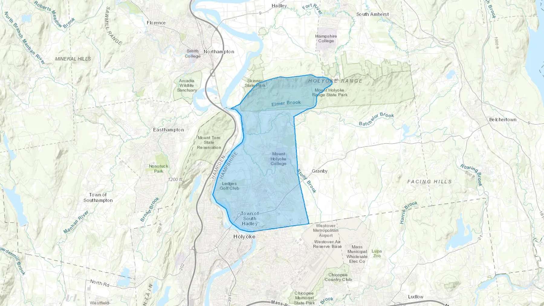 South Hadley, MA Cash heating Oil delivery map Map of the COD Fuel Oil delivery service area for South Hadley, MA