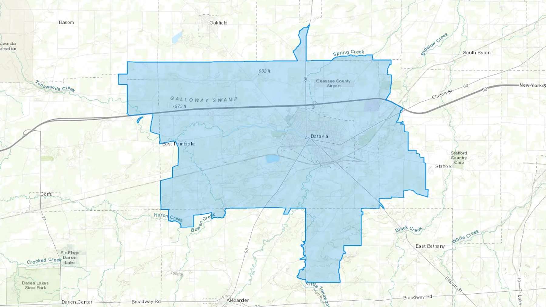 Batavia, NY Cash heating Oil delivery map Map of the COD Fuel Oil delivery service area for Batavia, NY