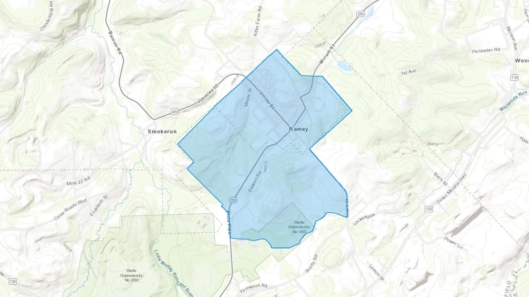 Ramey, PA Cash heating Oil delivery map Map of the COD Fuel Oil delivery service area for Ramey, PA