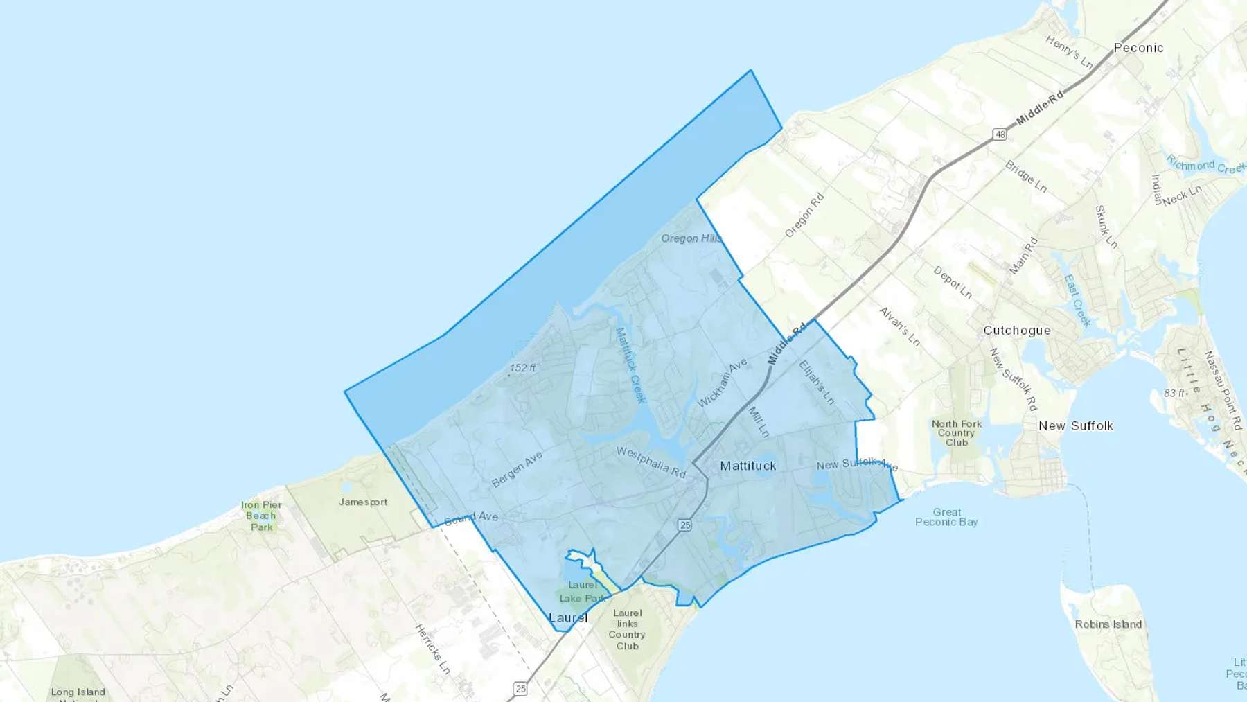Mattituck, NY Cash heating Oil delivery map Map of the COD Fuel Oil delivery service area for Mattituck, NY