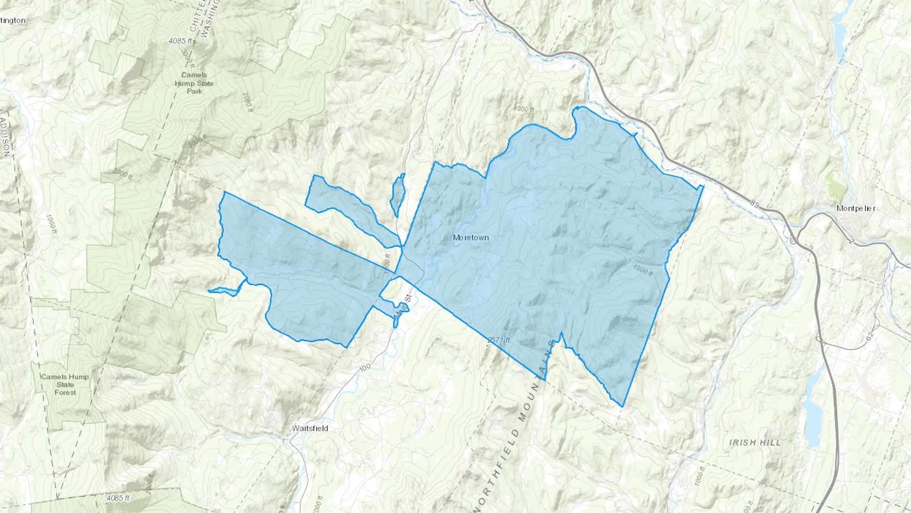 Moretown, VT Cash heating Oil delivery map Map of the COD Fuel Oil delivery service area for Moretown, VT
