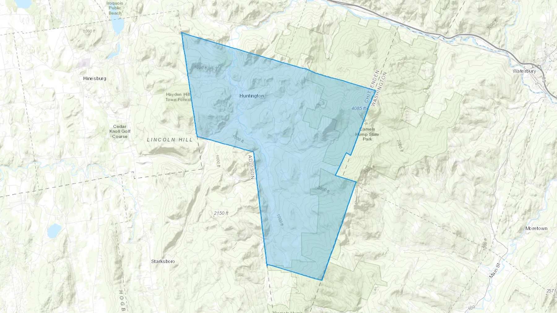 Huntington, VT Cash heating Oil delivery map Map of the COD Fuel Oil delivery service area for Huntington, VT