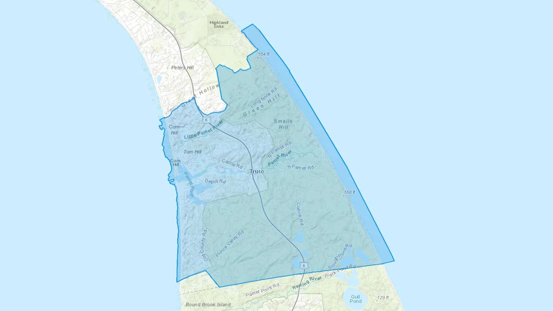 Truro, MA Cash heating Oil delivery map Map of the COD Fuel Oil delivery service area for Truro, MA