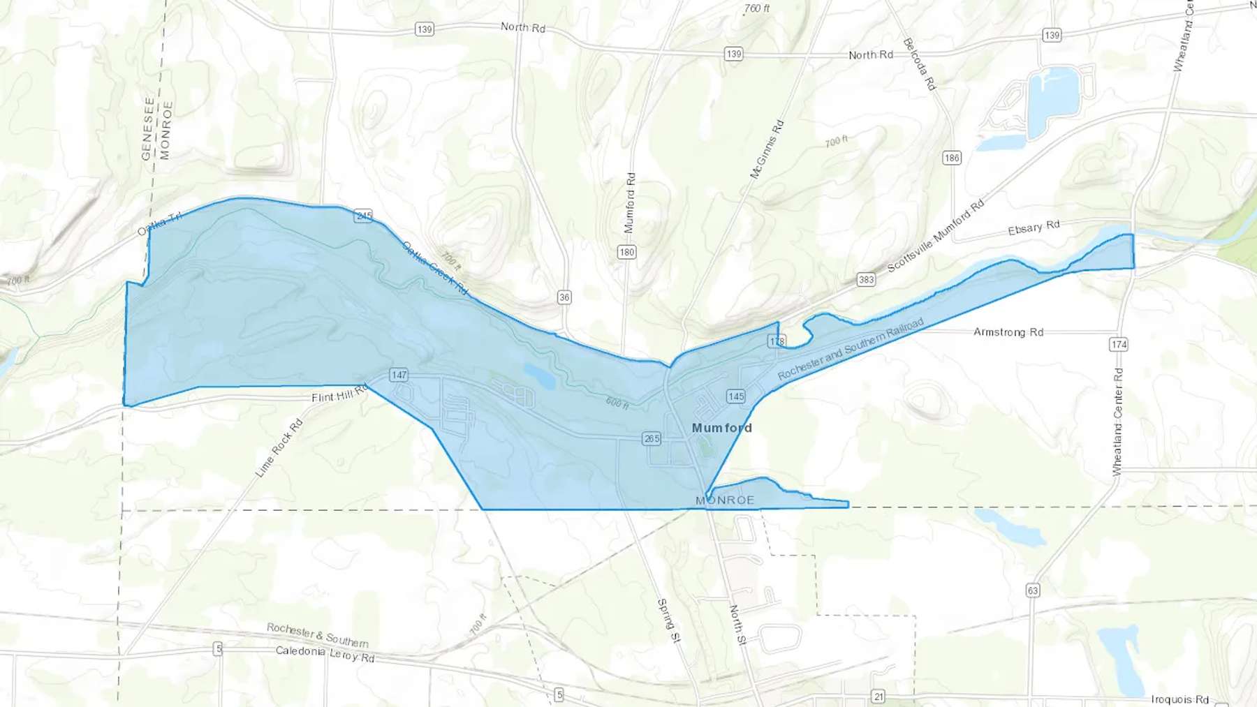 Mumford, NY Cash heating Oil delivery map Map of the COD Fuel Oil delivery service area for Mumford, NY