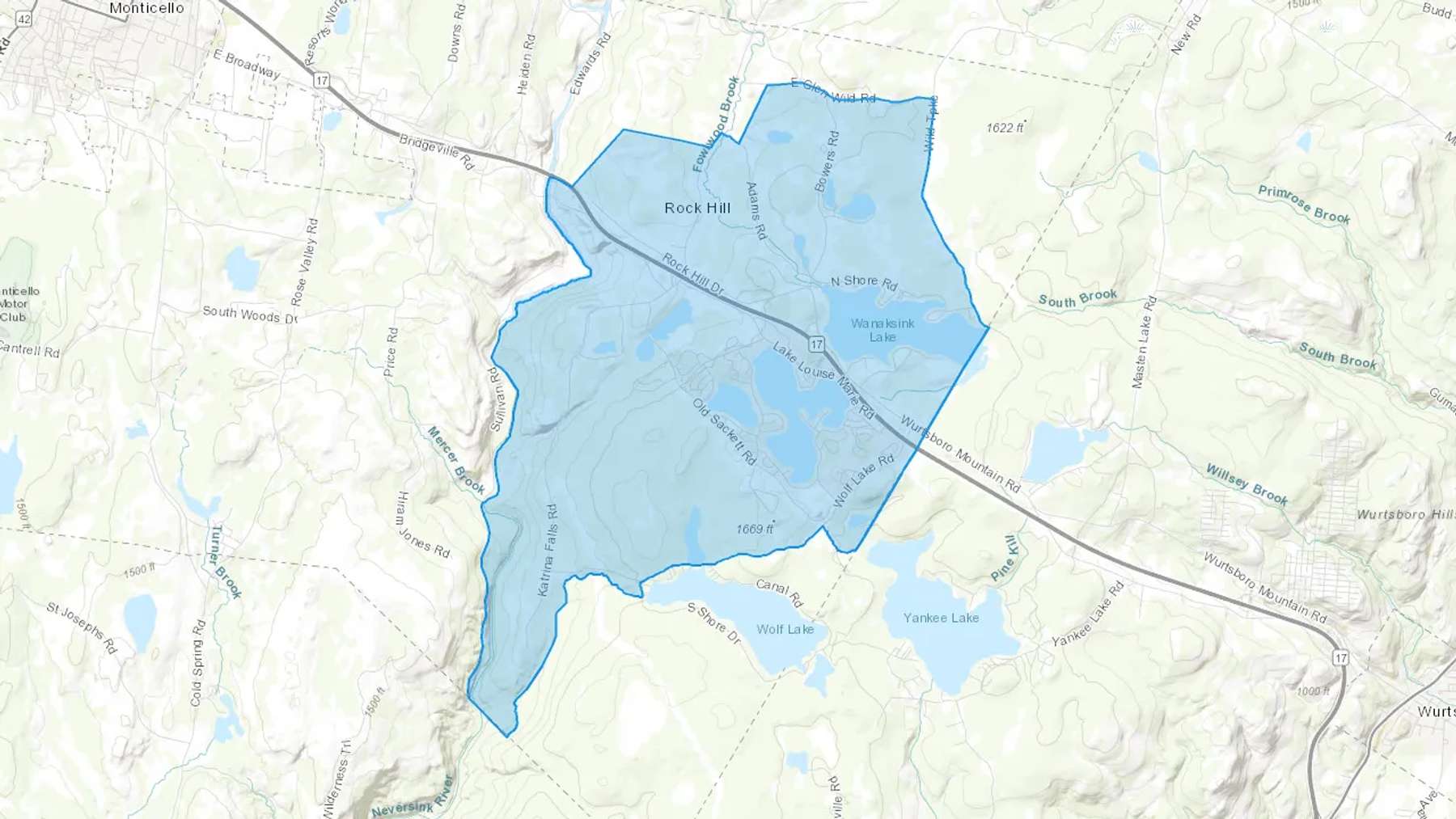 Rock Hill, NY Cash heating Oil delivery map Map of the COD Fuel Oil delivery service area for Rock Hill, NY
