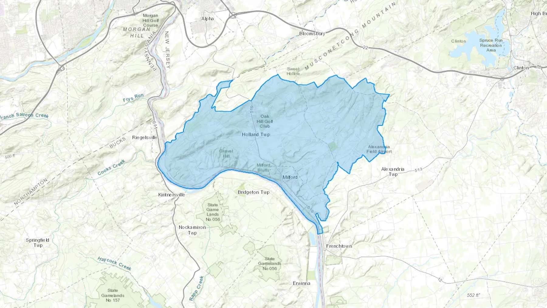 Milford, NJ Cash heating Oil delivery map Map of the COD Fuel Oil delivery service area for Milford, NJ