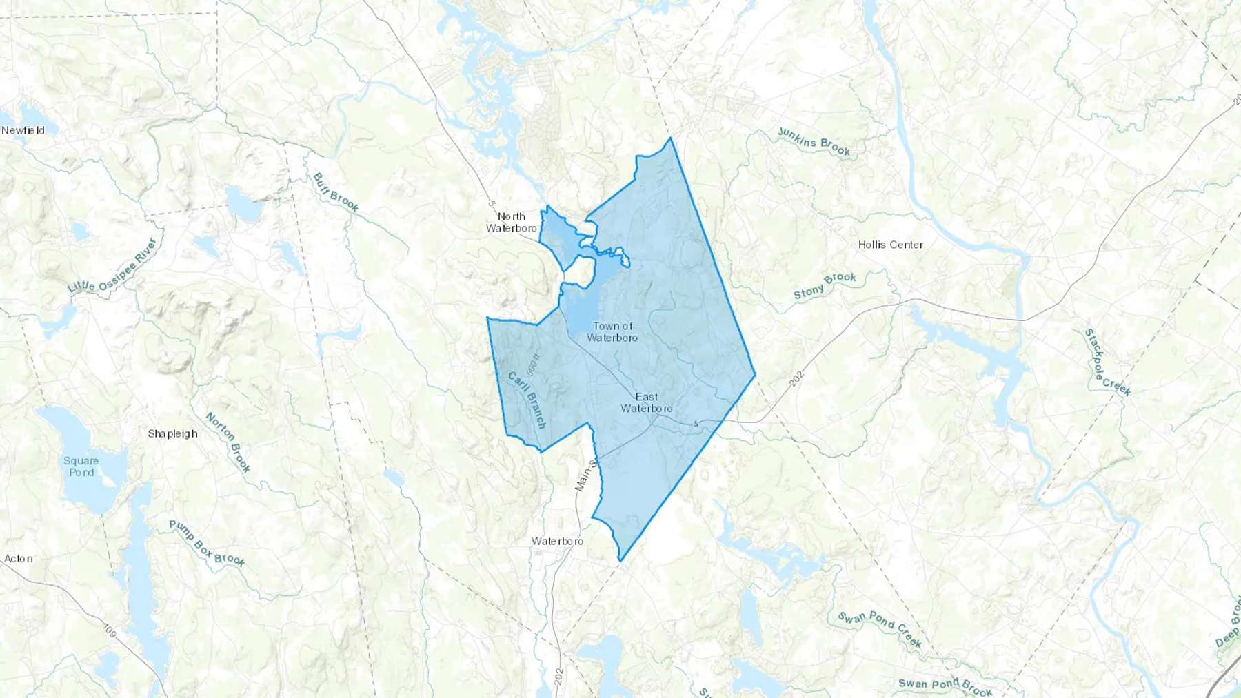East Waterboro, ME Cash heating Oil delivery map Map of the COD Fuel Oil delivery service area for East Waterboro, ME