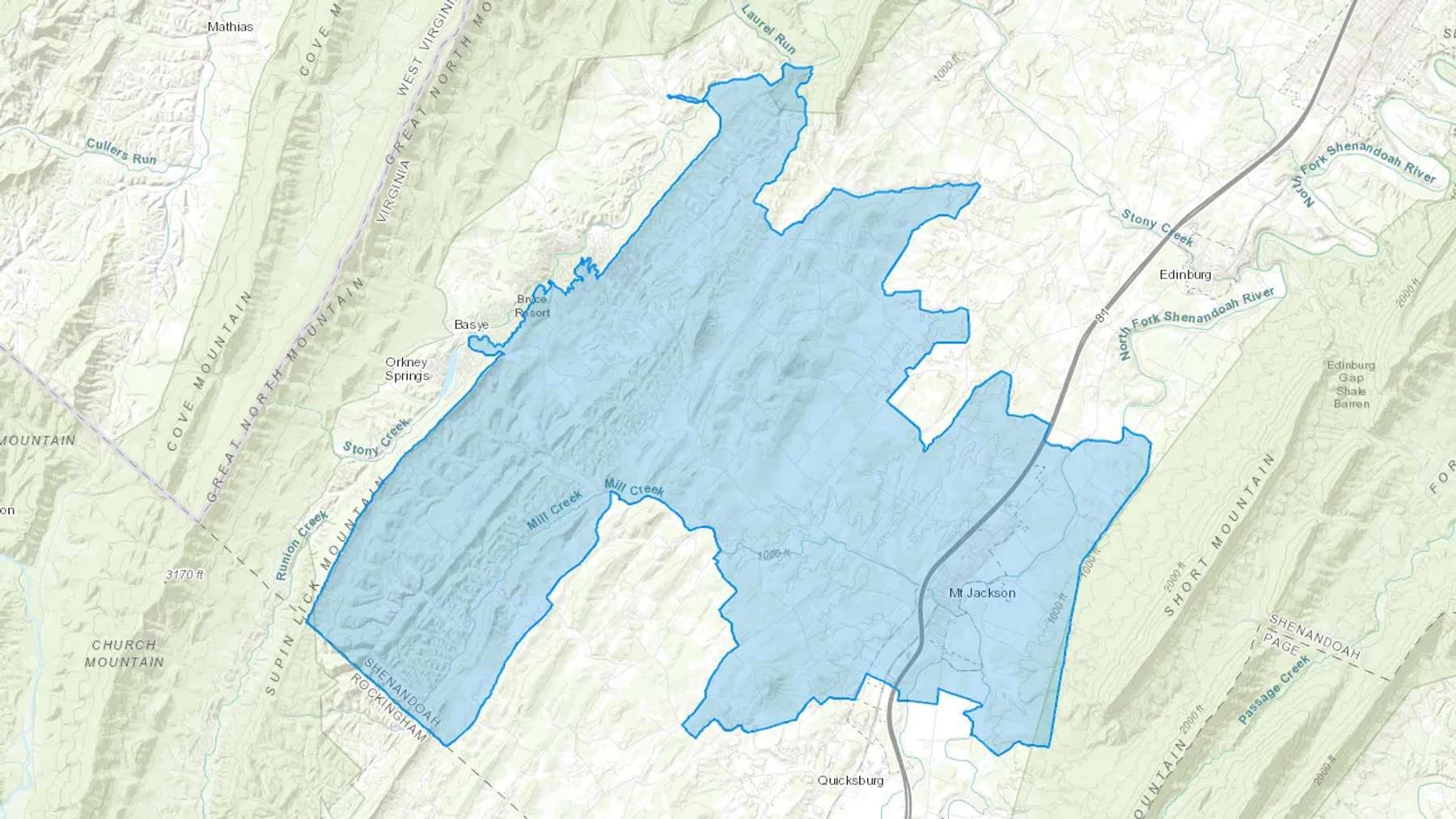 Mount Jackson, VA Cash heating Oil delivery map Map of the COD Fuel Oil delivery service area for Mount Jackson, VA