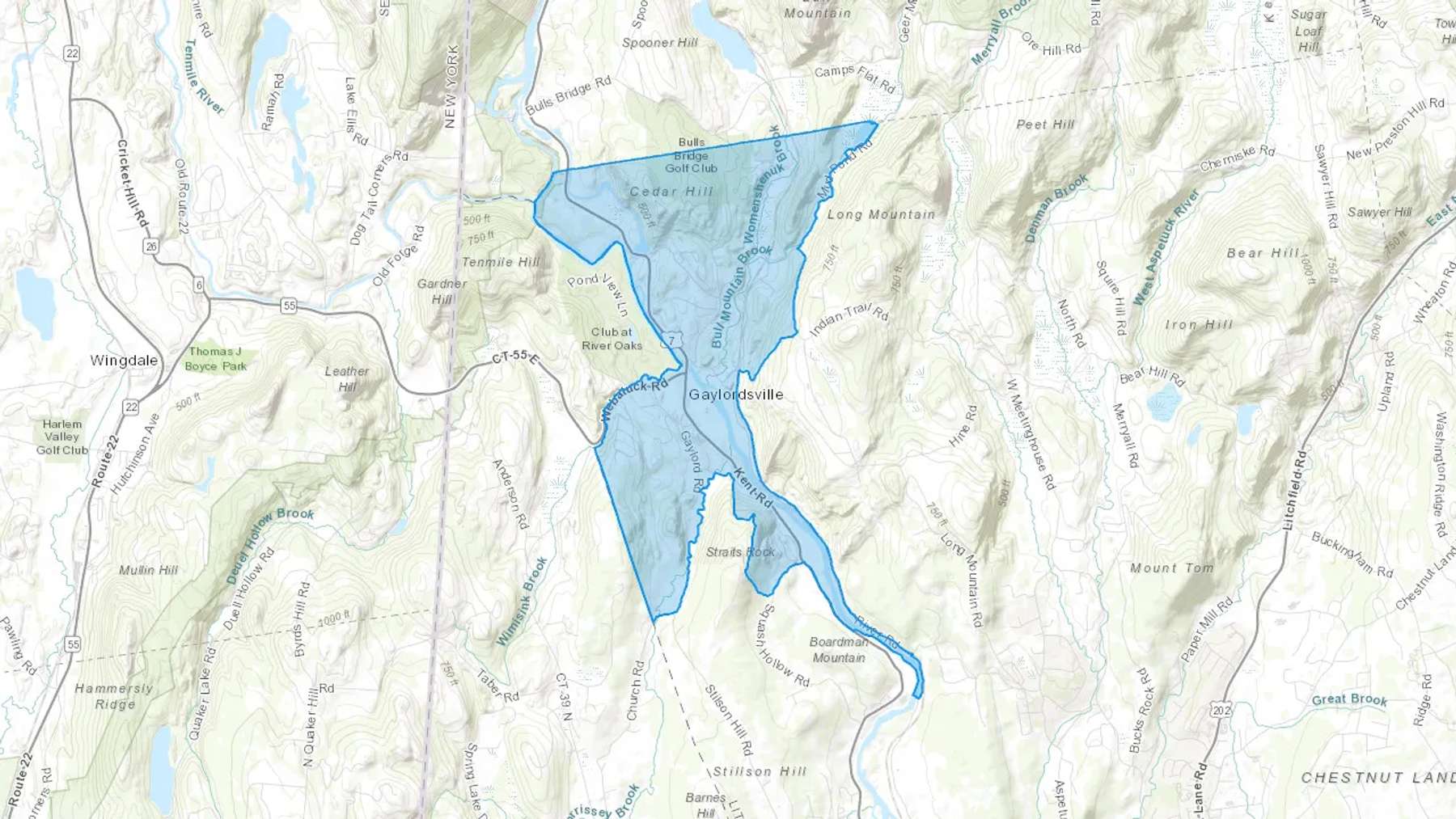 Gaylordsville, CT Cash heating Oil delivery map Map of the COD Fuel Oil delivery service area for Gaylordsville, CT