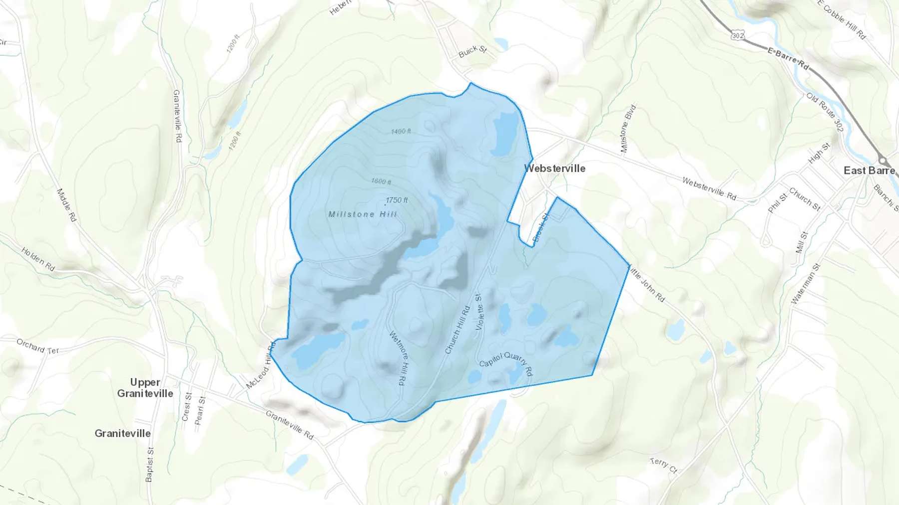 Websterville, VT Cash heating Oil delivery map Map of the COD Fuel Oil delivery service area for Websterville, VT