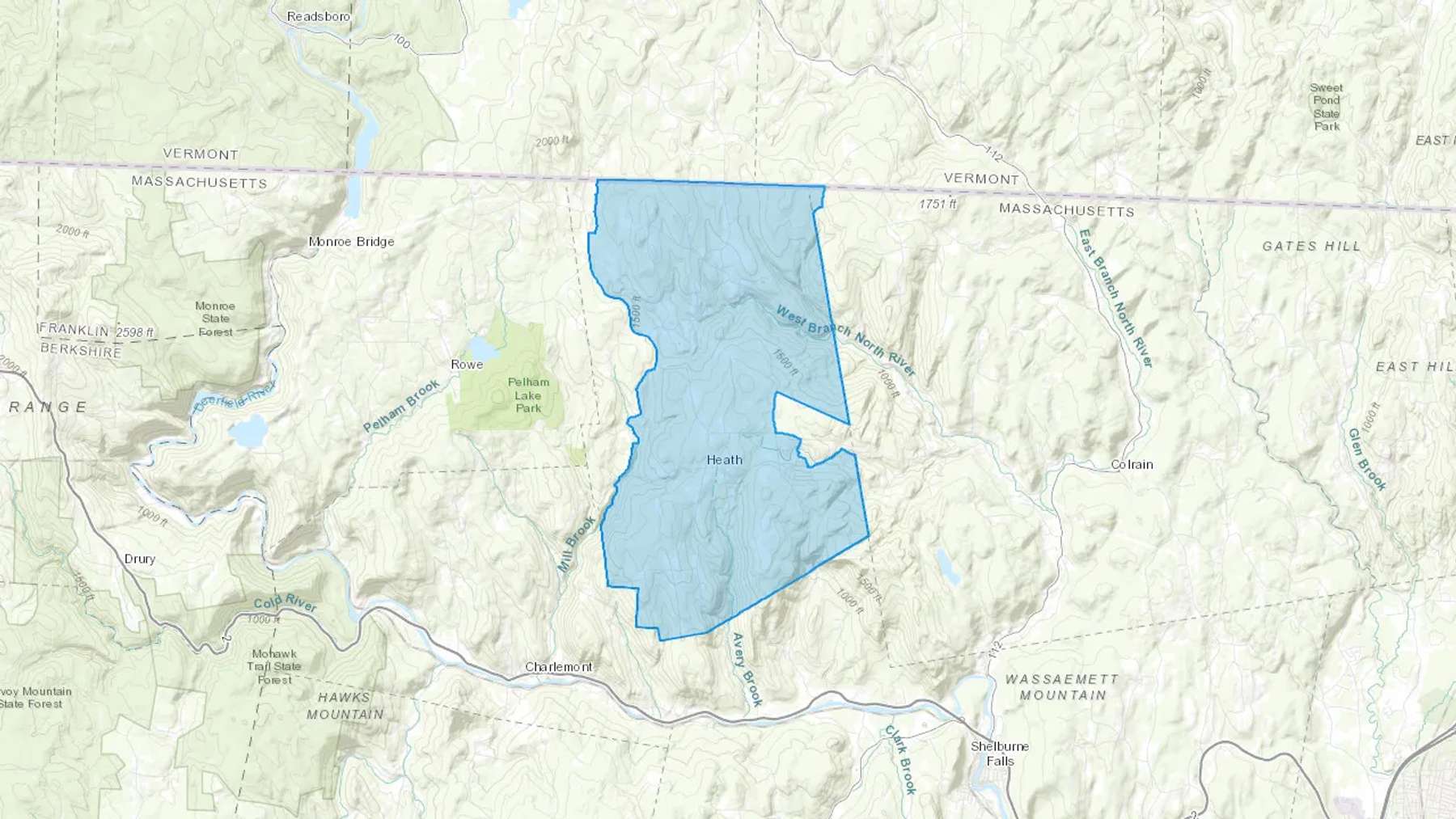 Heath, MA Cash heating Oil delivery map Map of the COD Fuel Oil delivery service area for Heath, MA
