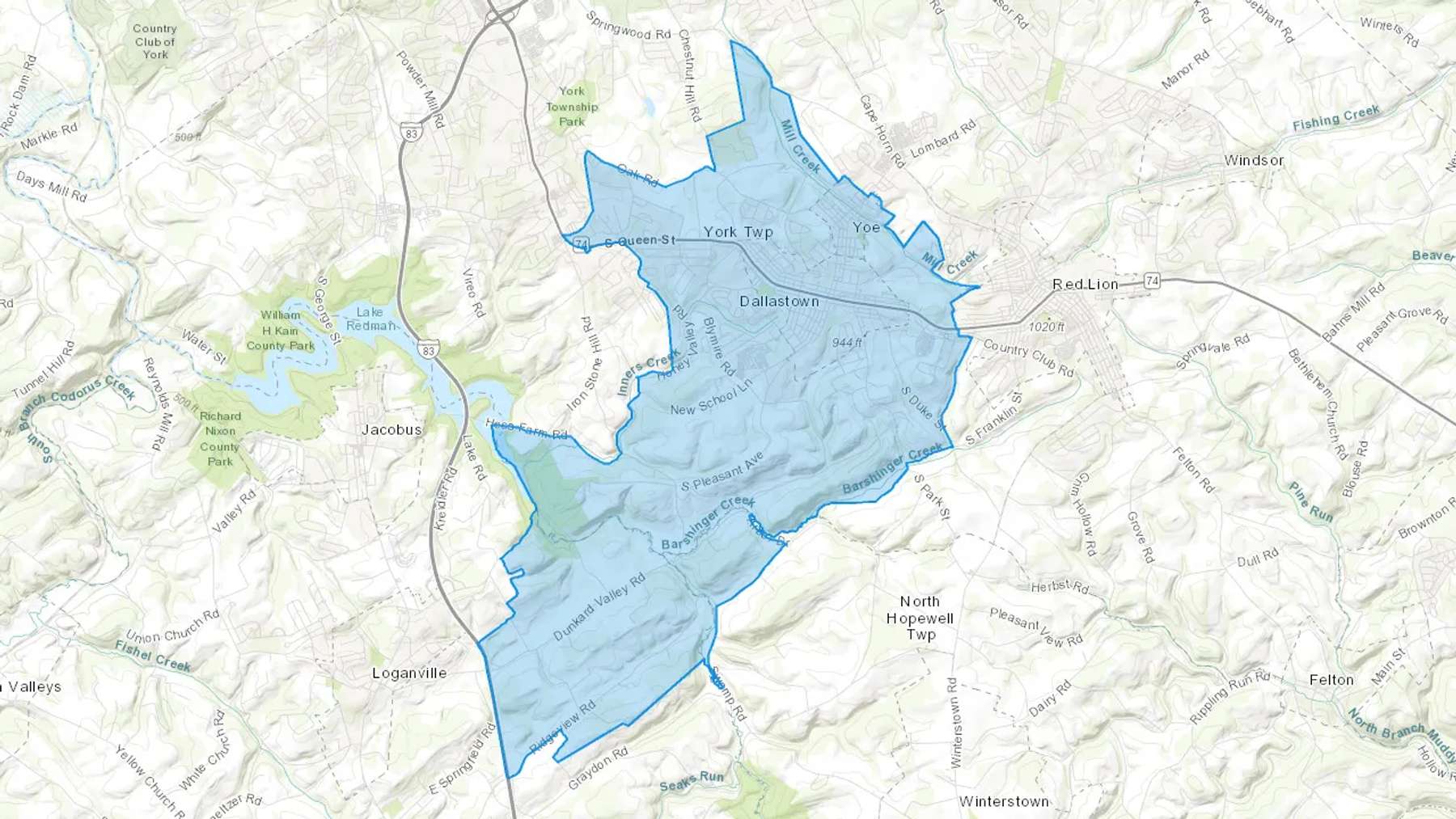 Dallastown, PA Cash heating Oil delivery map Map of the COD Fuel Oil delivery service area for Dallastown, PA