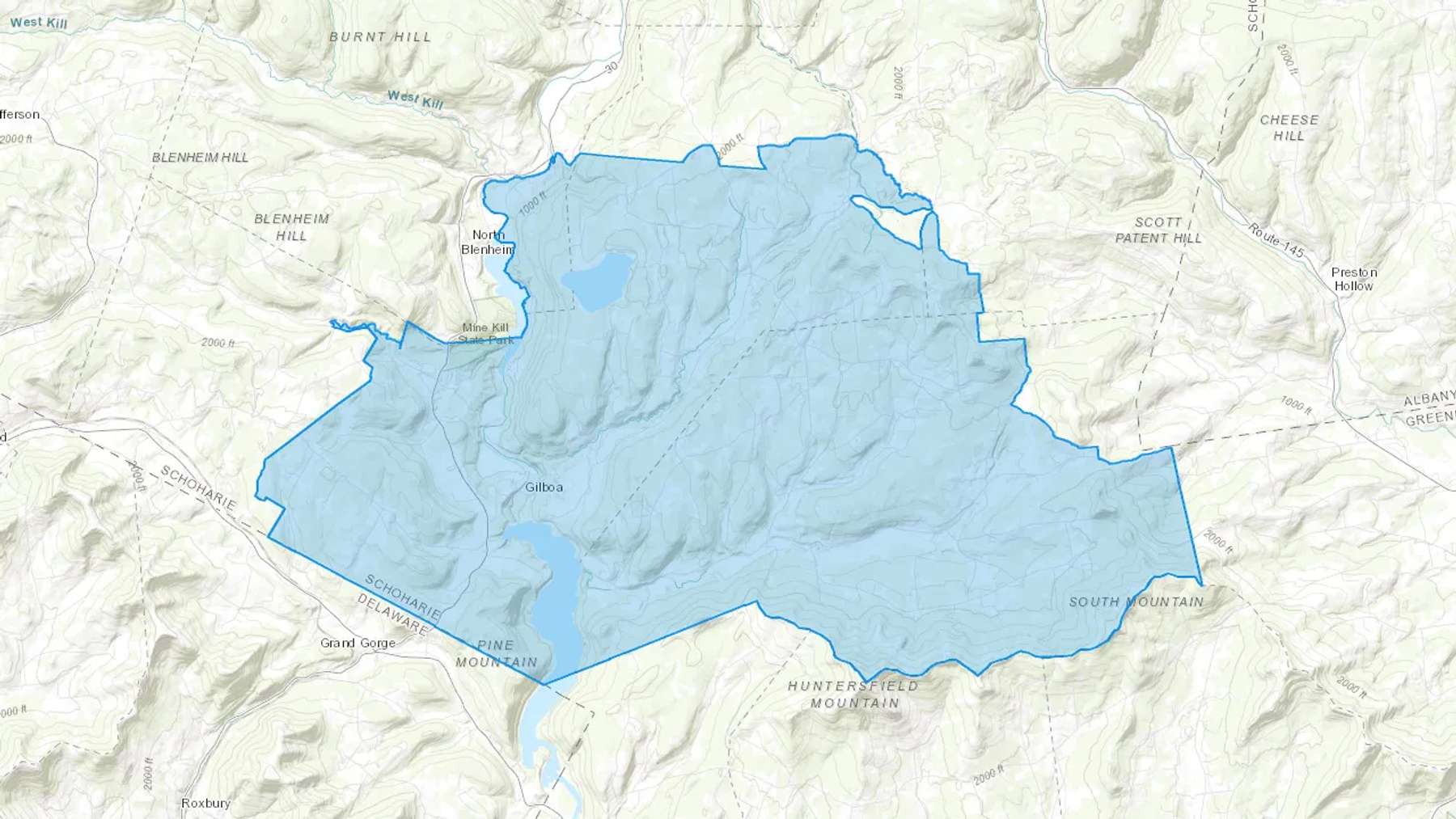 Gilboa, NY Cash heating Oil delivery map Map of the COD Fuel Oil delivery service area for Gilboa, NY