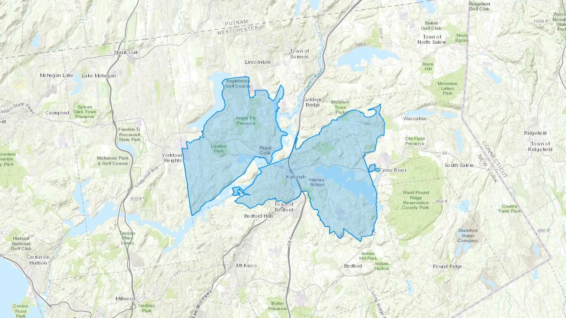 Katonah, NY Cash heating Oil delivery map Map of the COD Fuel Oil delivery service area for Katonah, NY