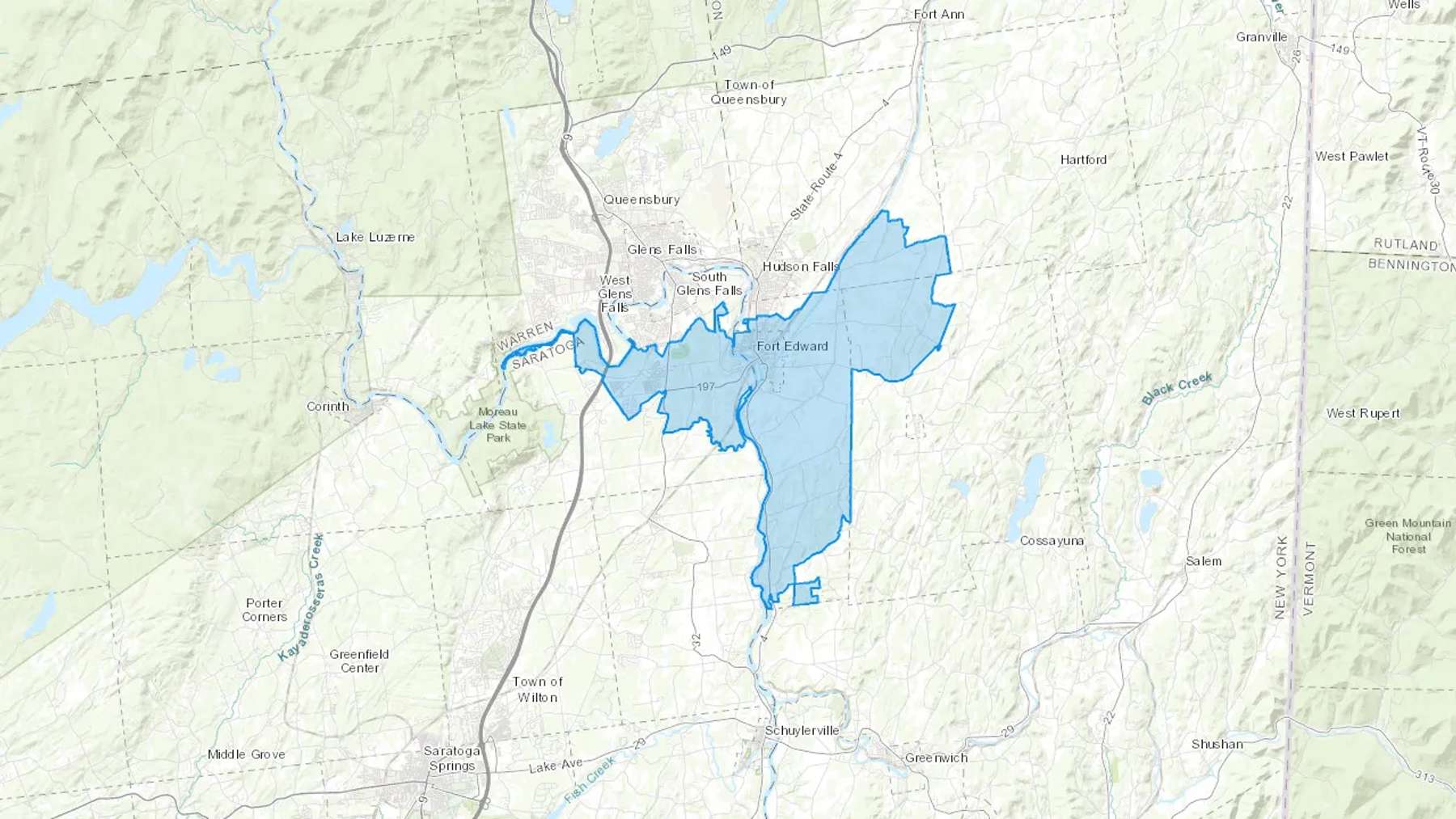 Fort Edward, NY Cash heating Oil delivery map Map of the COD Fuel Oil delivery service area for Fort Edward, NY