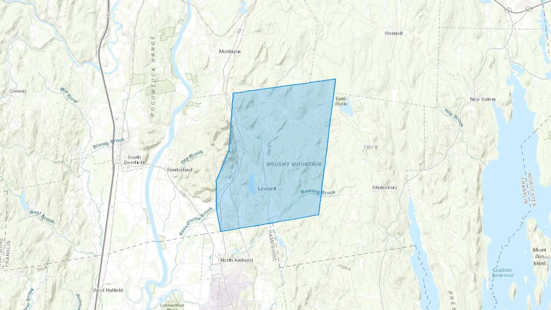 Leverett, MA Cash heating Oil delivery map Map of the COD Fuel Oil delivery service area for Leverett, MA