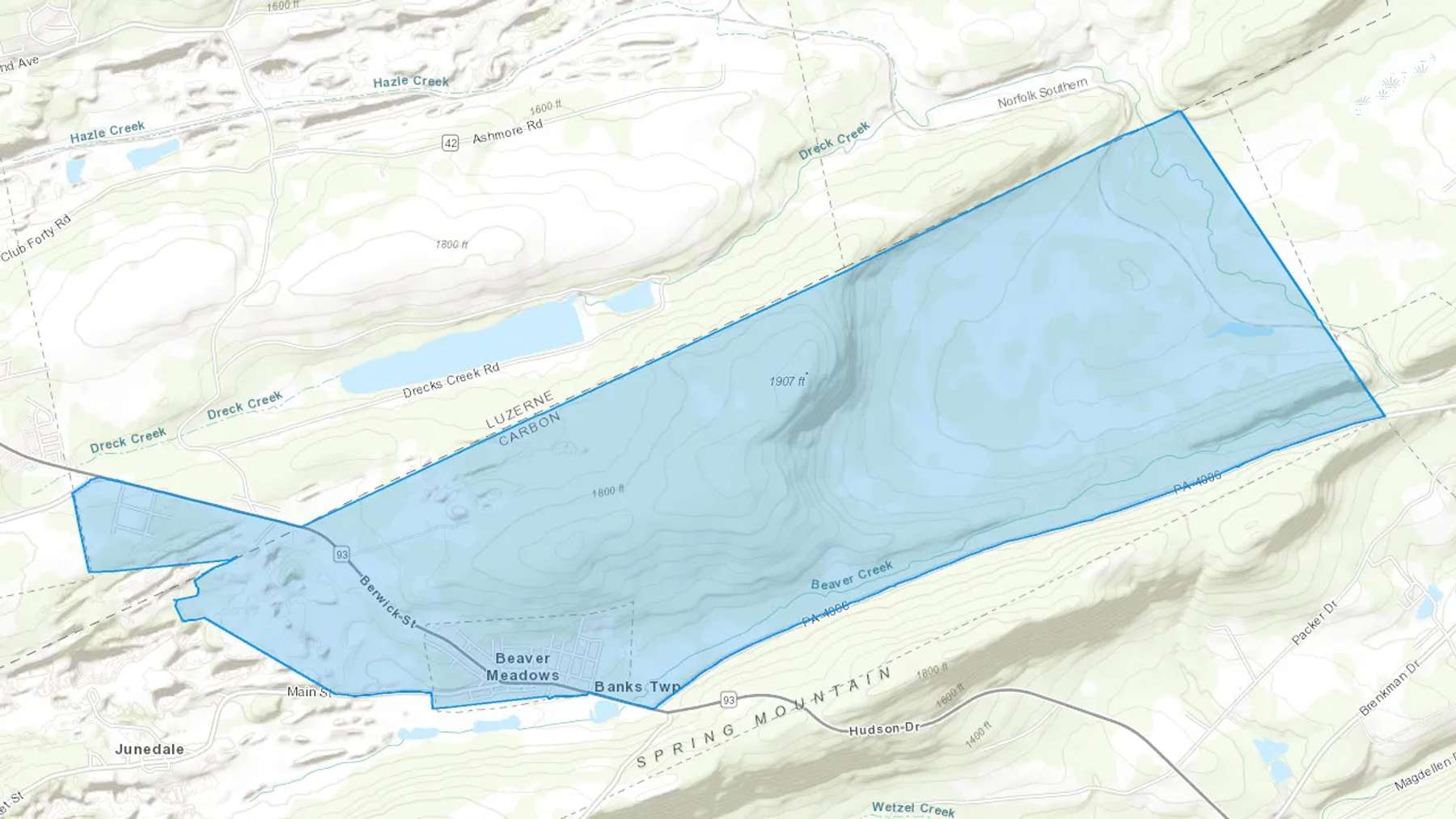 Beaver Meadows, PA Cash heating Oil delivery map Map of the COD Fuel Oil delivery service area for Beaver Meadows, PA