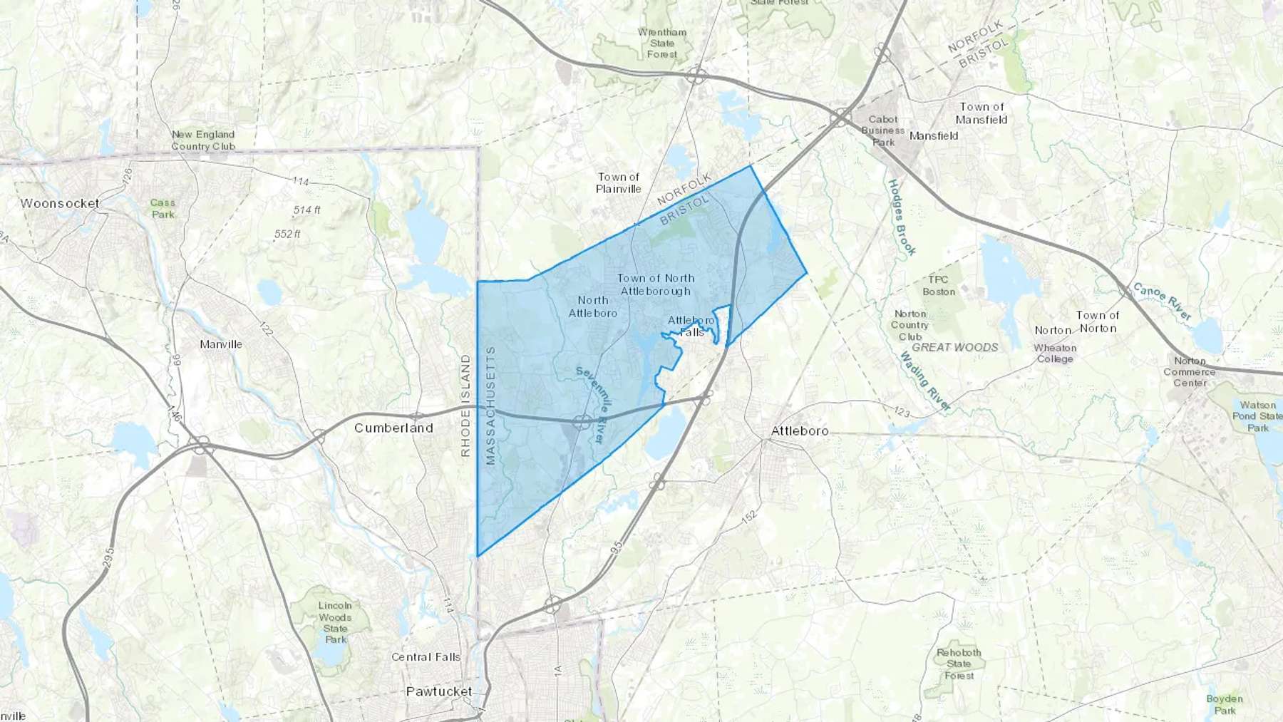 North Attleboro, MA Cash heating Oil delivery map Map of the COD Fuel Oil delivery service area for North Attleboro, MA