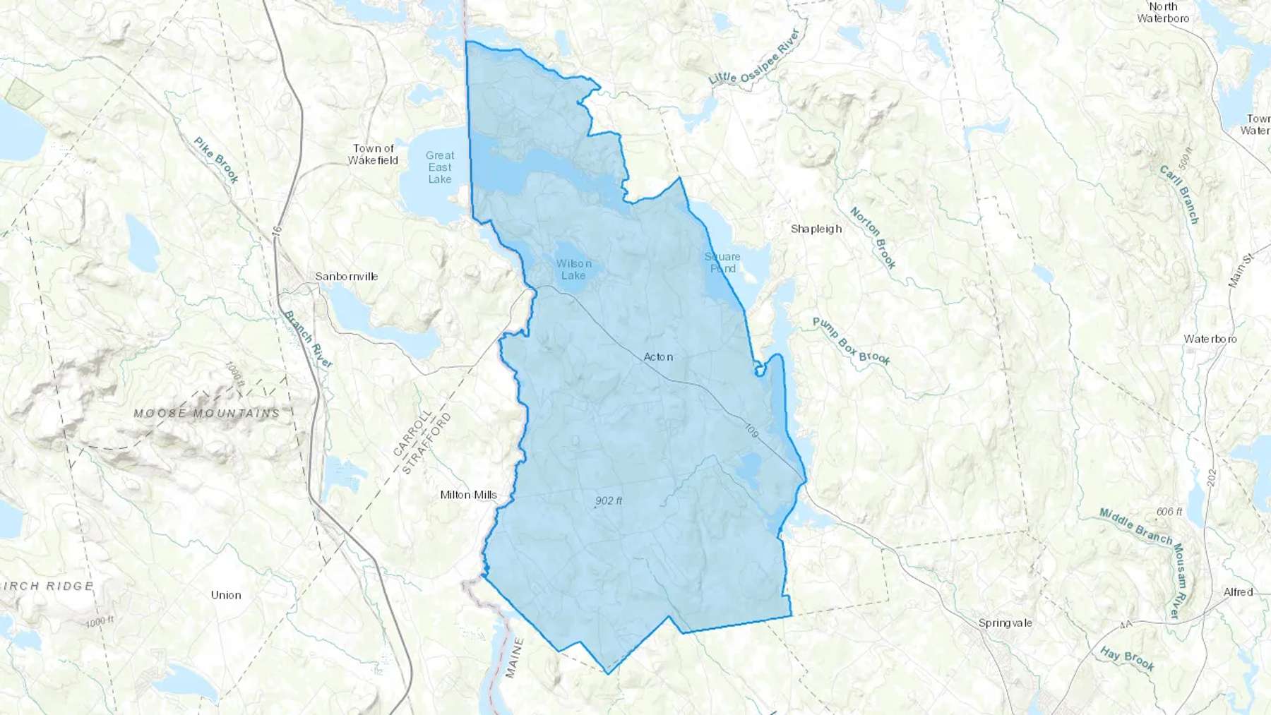 Acton, ME Cash heating Oil delivery map Map of the COD Fuel Oil delivery service area for Acton, ME
