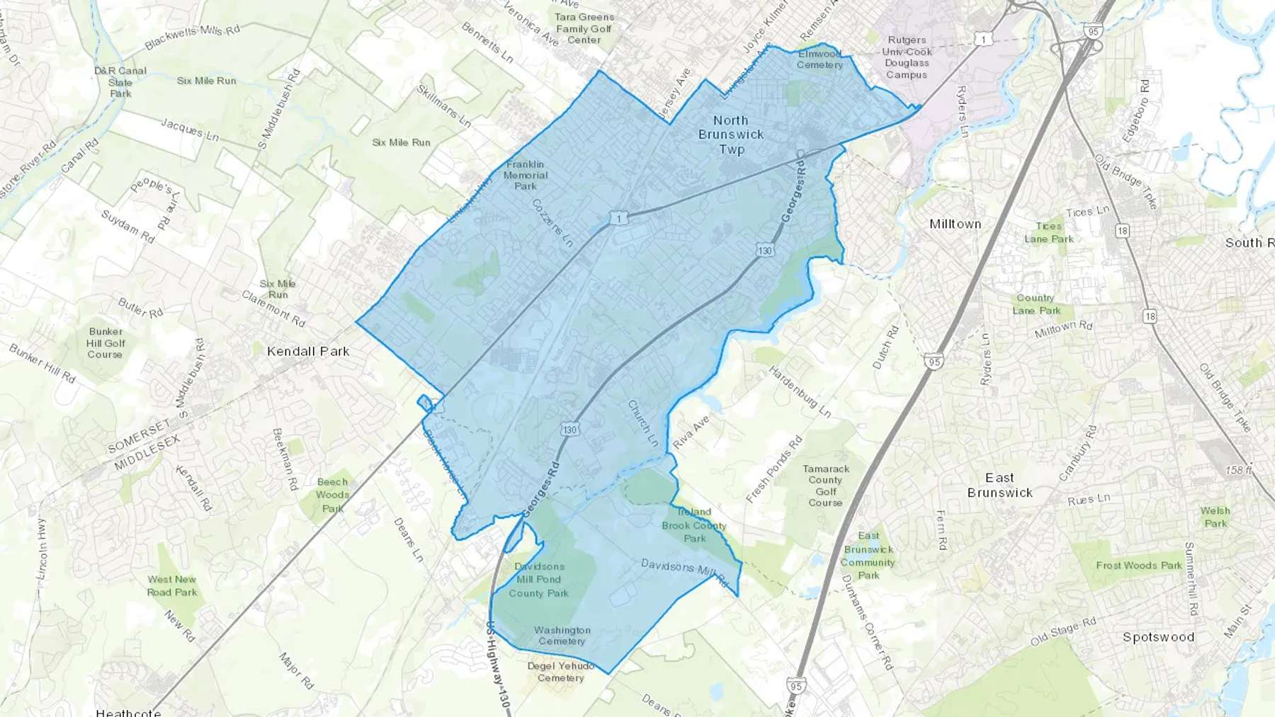 North Brunswick, NJ Cash heating Oil delivery map Map of the COD Fuel Oil delivery service area for North Brunswick, NJ