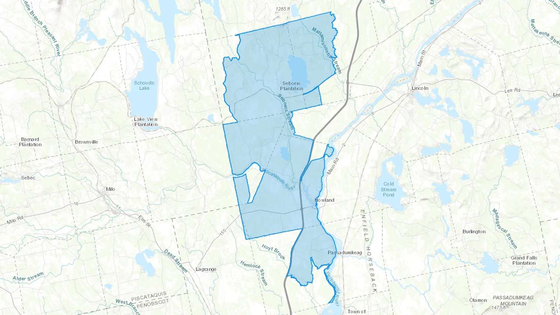 Howland, ME Cash heating Oil delivery map Map of the COD Fuel Oil delivery service area for Howland, ME