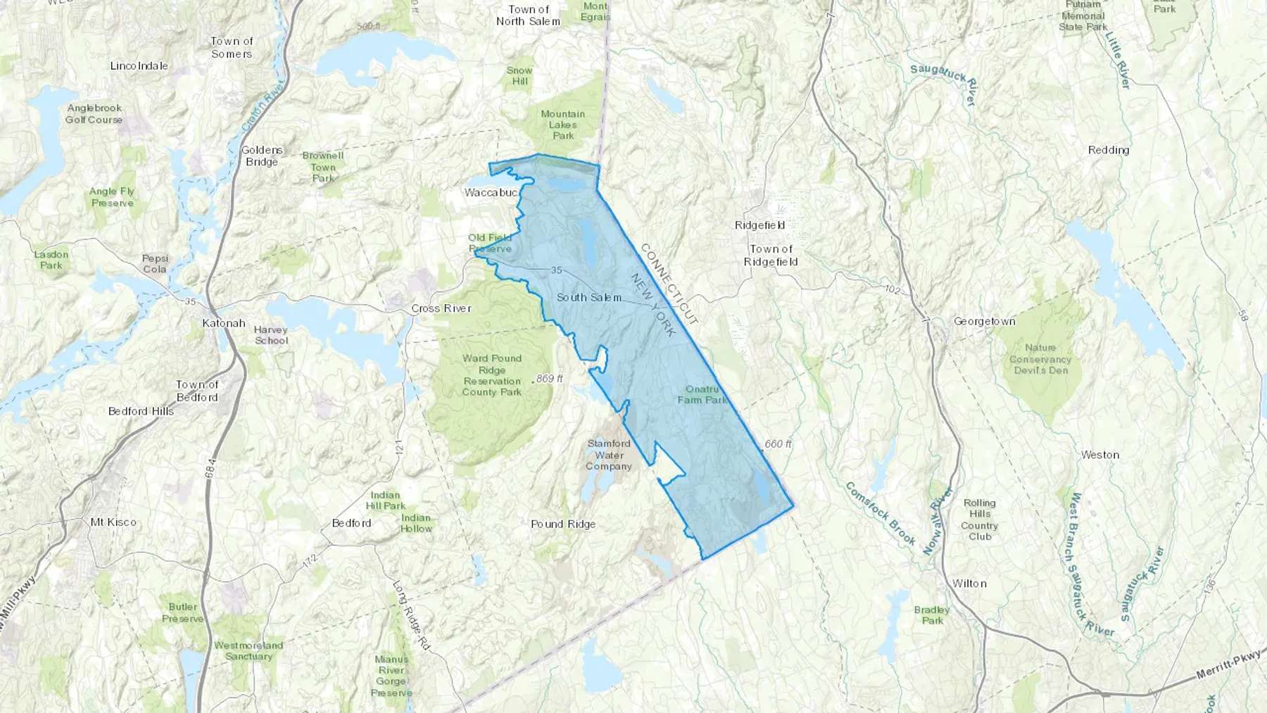 South Salem, NY Cash heating Oil delivery map Map of the COD Fuel Oil delivery service area for South Salem, NY