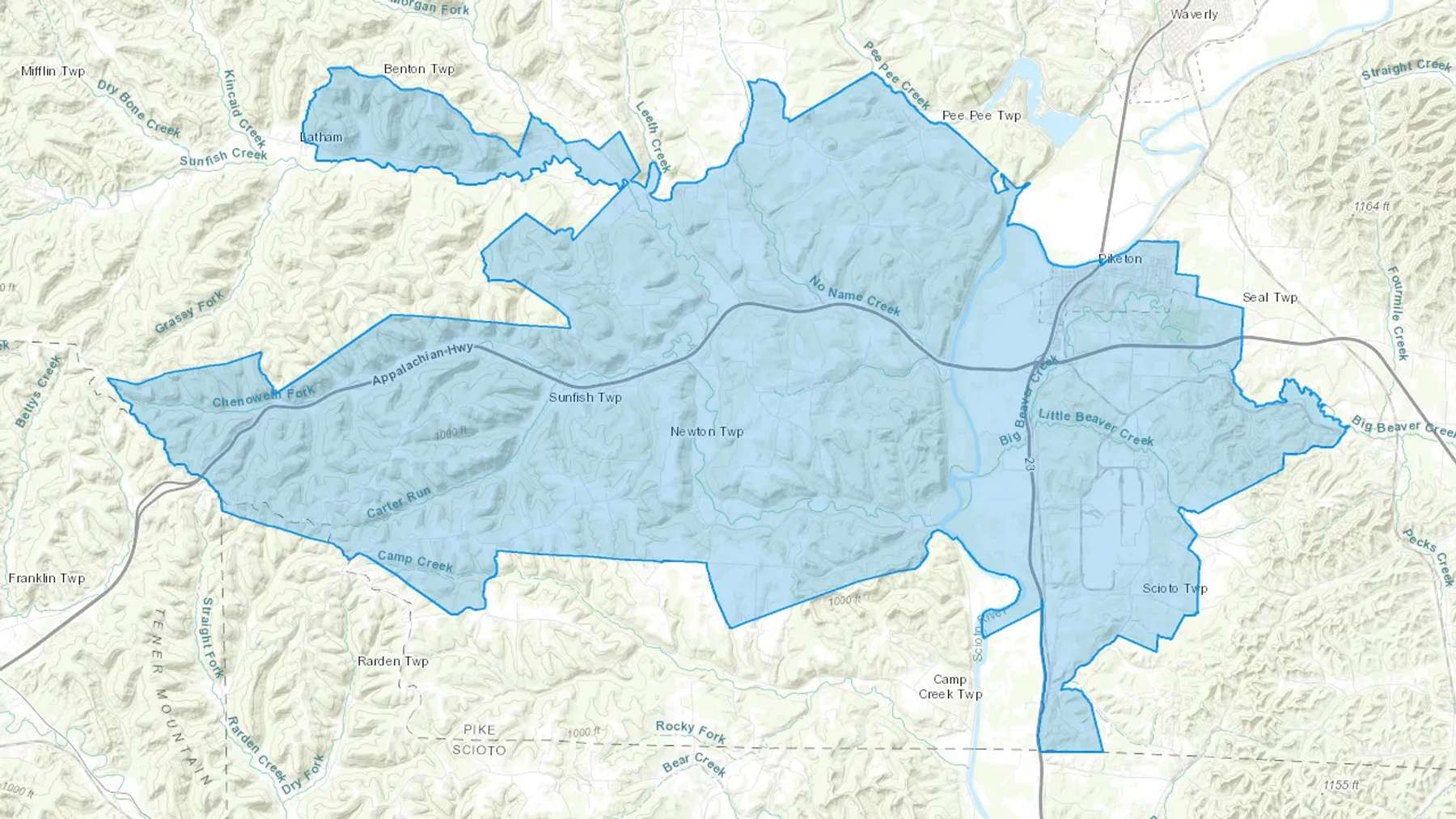 Piketon, OH Cash heating Oil delivery map Map of the COD Fuel Oil delivery service area for Piketon, OH