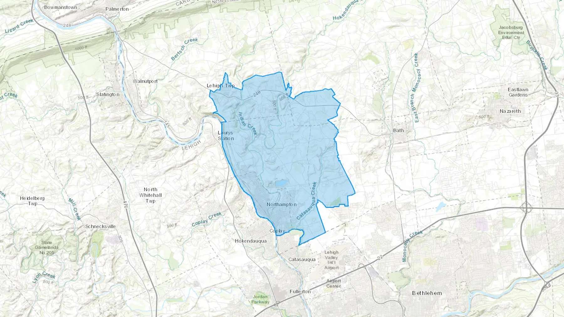 Northampton, PA Cash heating Oil delivery map Map of the COD Fuel Oil delivery service area for Northampton, PA