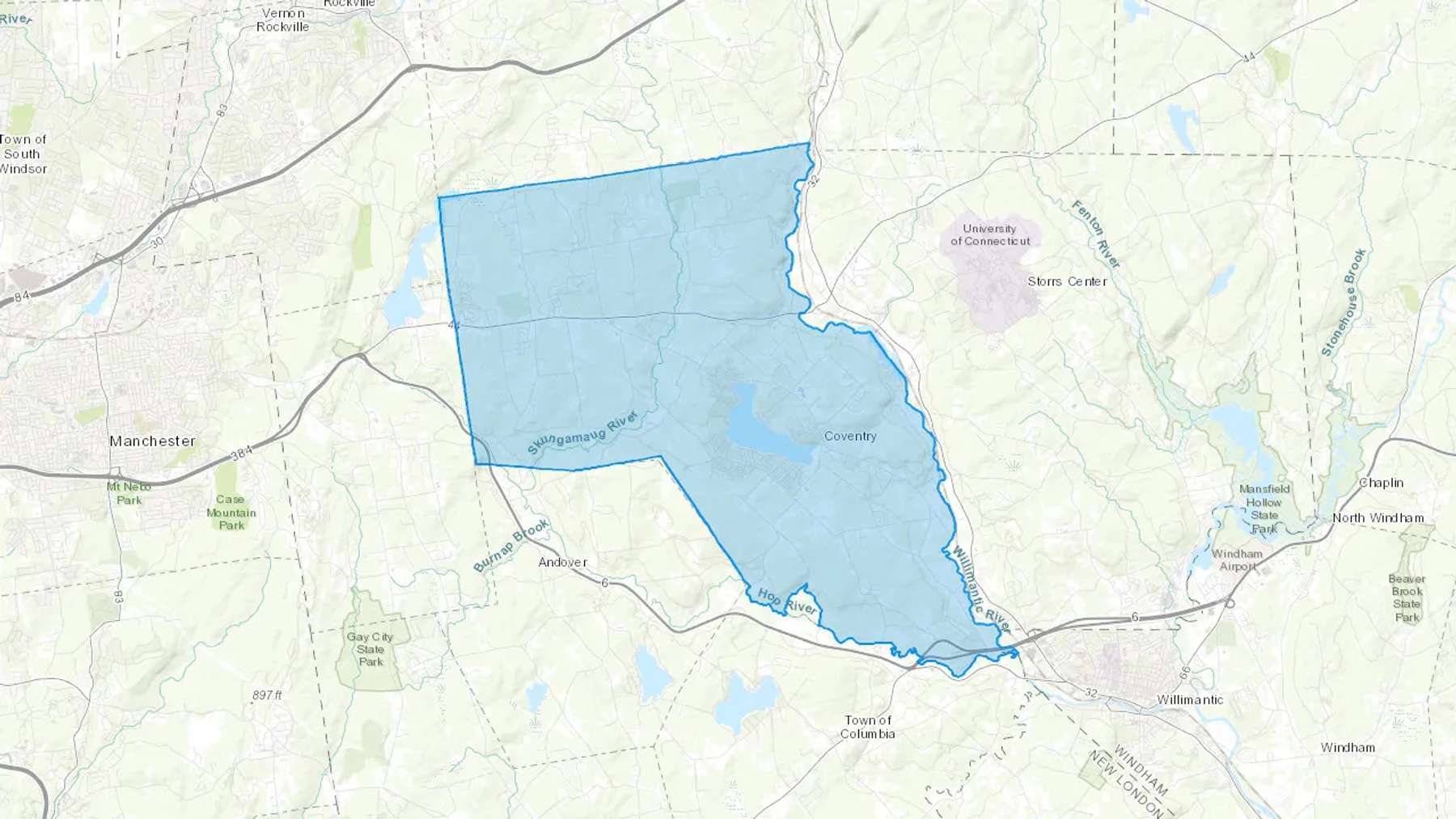 Coventry, CT Cash heating Oil delivery map Map of the COD Fuel Oil delivery service area for Coventry, CT