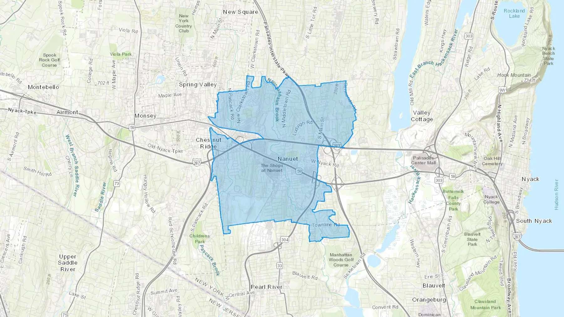 Nanuet, NY Cash heating Oil delivery map Map of the COD Fuel Oil delivery service area for Nanuet, NY