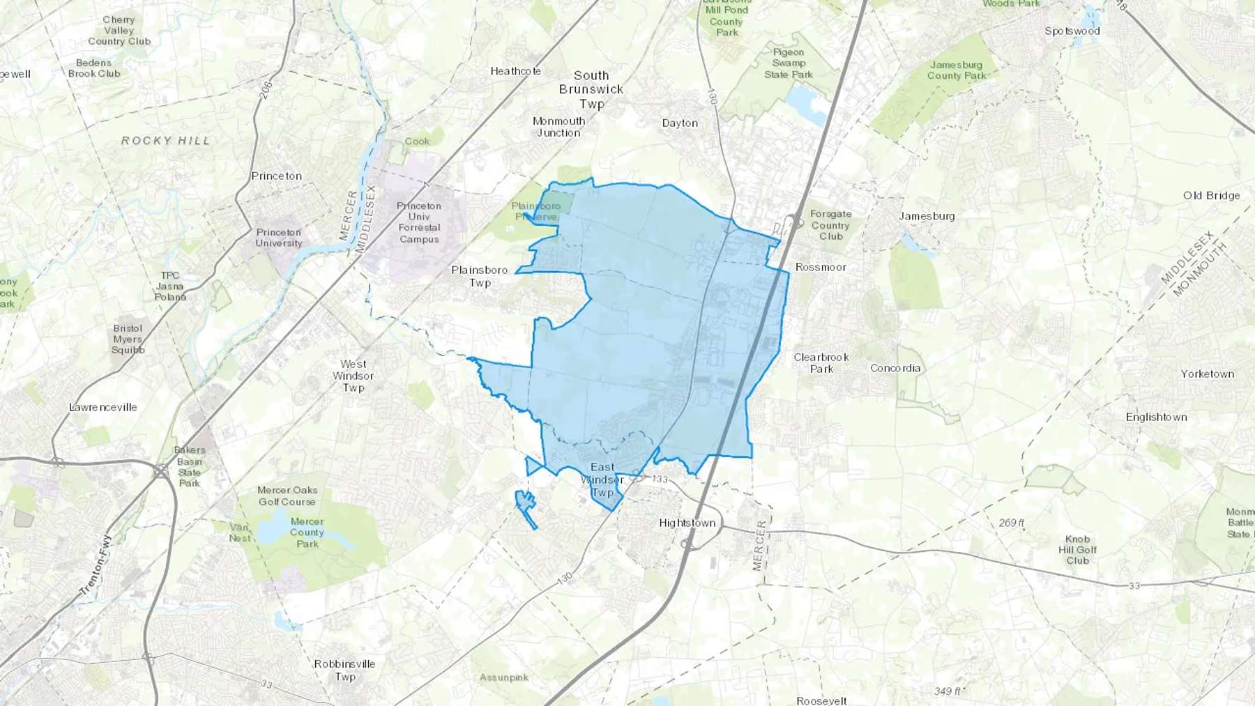 Cranbury, NJ Cash heating Oil delivery map Map of the COD Fuel Oil delivery service area for Cranbury, NJ