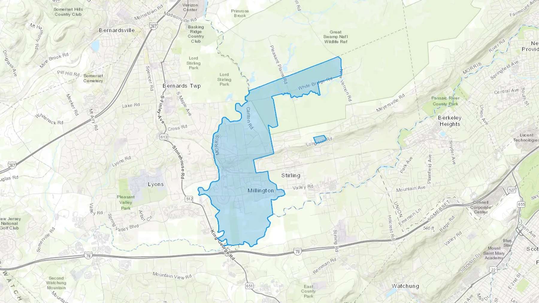 Millington, NJ Cash heating Oil delivery map Map of the COD Fuel Oil delivery service area for Millington, NJ