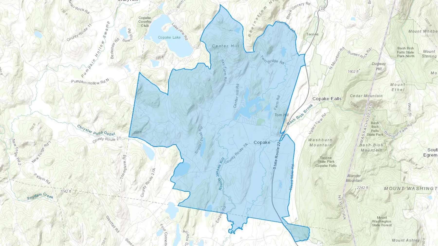 Copake, NY Cash heating Oil delivery map Map of the COD Fuel Oil delivery service area for Copake, NY