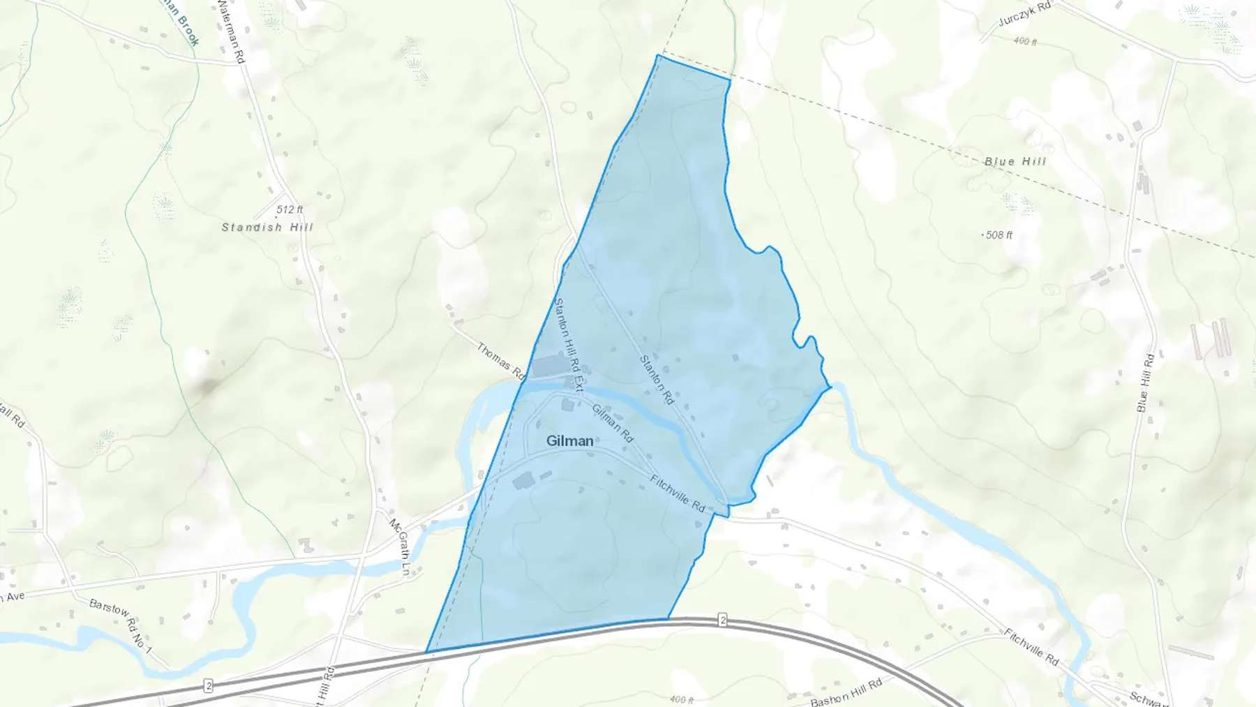 Gilman, CT Cash heating Oil delivery map Map of the COD Fuel Oil delivery service area for Gilman, CT