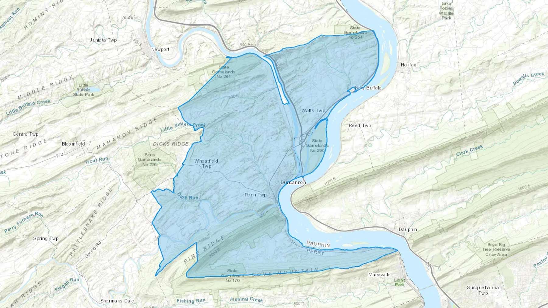 New Buffalo, PA Cash heating Oil delivery map Map of the COD Fuel Oil delivery service area for New Buffalo, PA
