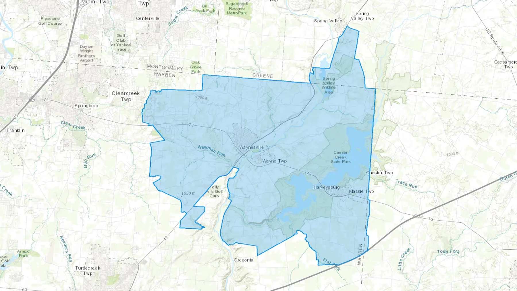 Waynesville, OH Cash heating Oil delivery map Map of the COD Fuel Oil delivery service area for Waynesville, OH