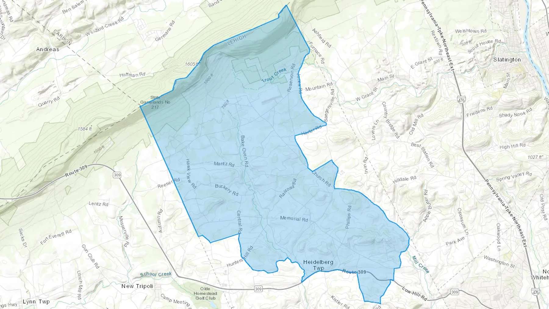 Germansville, PA Cash heating Oil delivery map Map of the COD Fuel Oil delivery service area for Germansville, PA