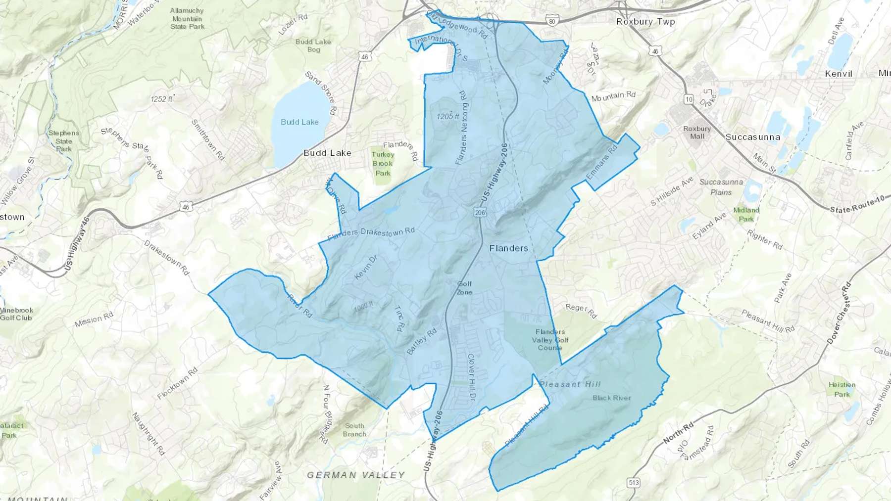 Flanders, NJ Cash heating Oil delivery map Map of the COD Fuel Oil delivery service area for Flanders, NJ
