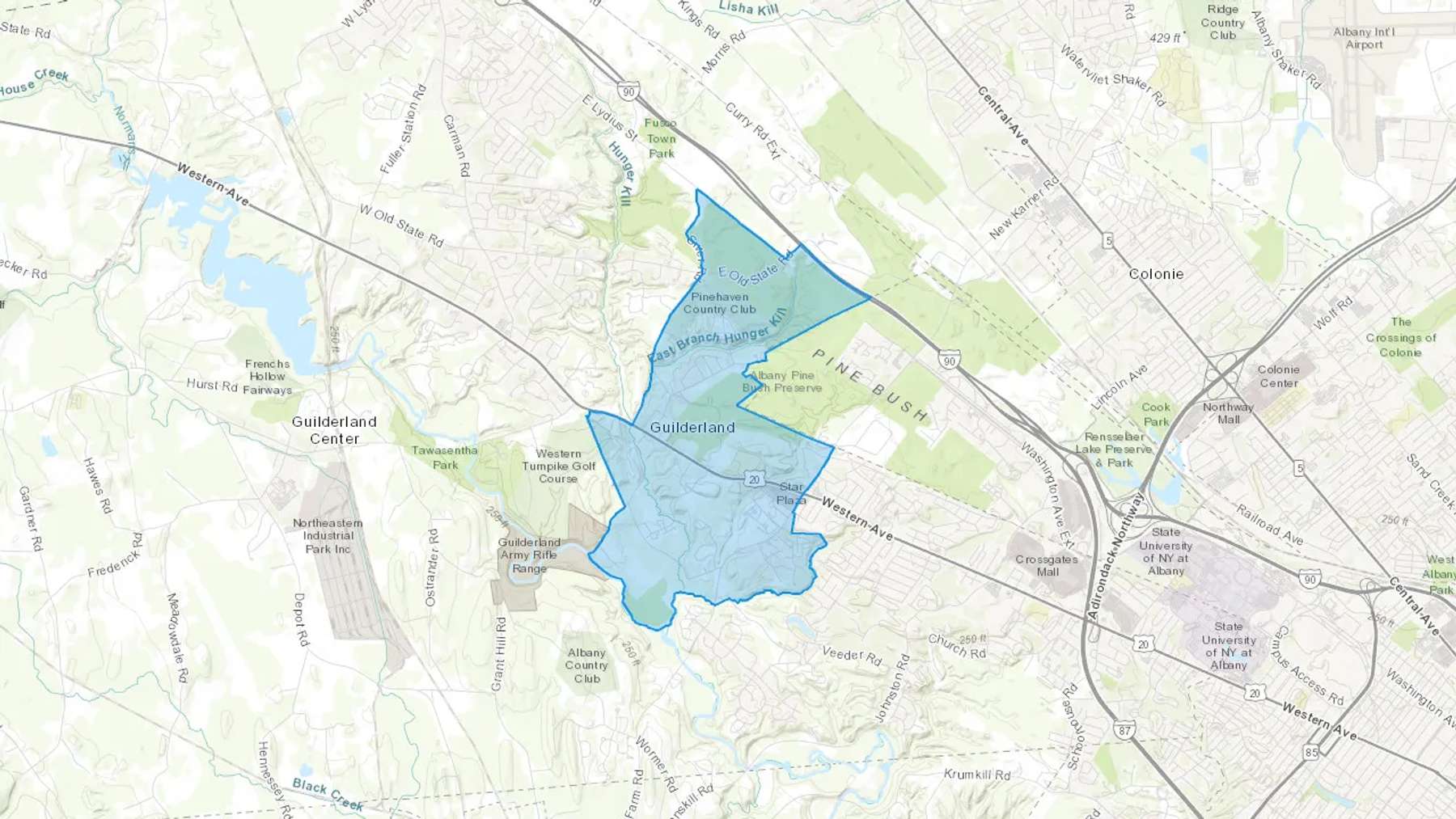 Guilderland, NY Cash heating Oil delivery map Map of the COD Fuel Oil delivery service area for Guilderland, NY