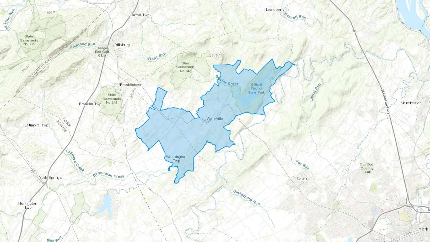 Rossville, PA Cash heating Oil delivery map Map of the COD Fuel Oil delivery service area for Rossville, PA