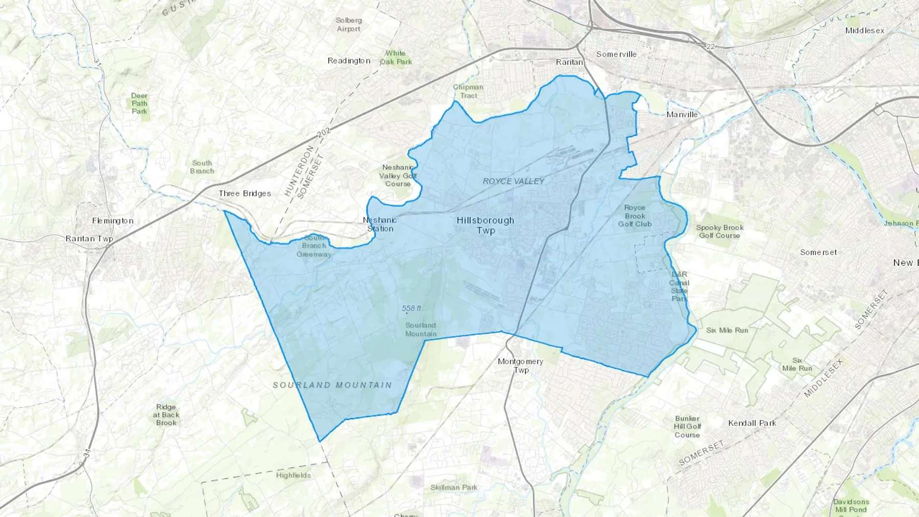 Hillsborough, NJ Cash heating Oil delivery map Map of the COD Fuel Oil delivery service area for Hillsborough, NJ