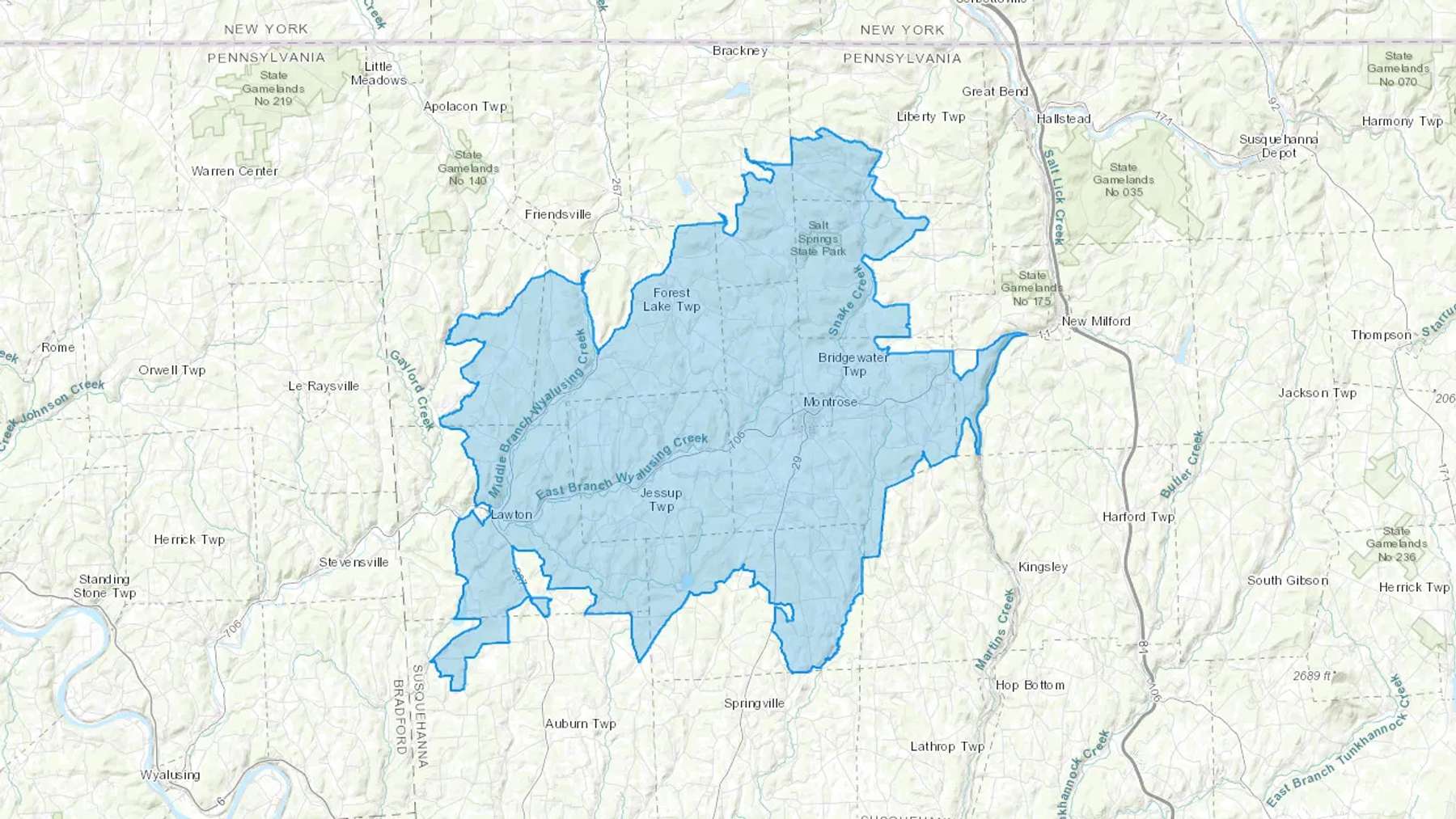 Montrose, PA Cash heating Oil delivery map Map of the COD Fuel Oil delivery service area for Montrose, PA