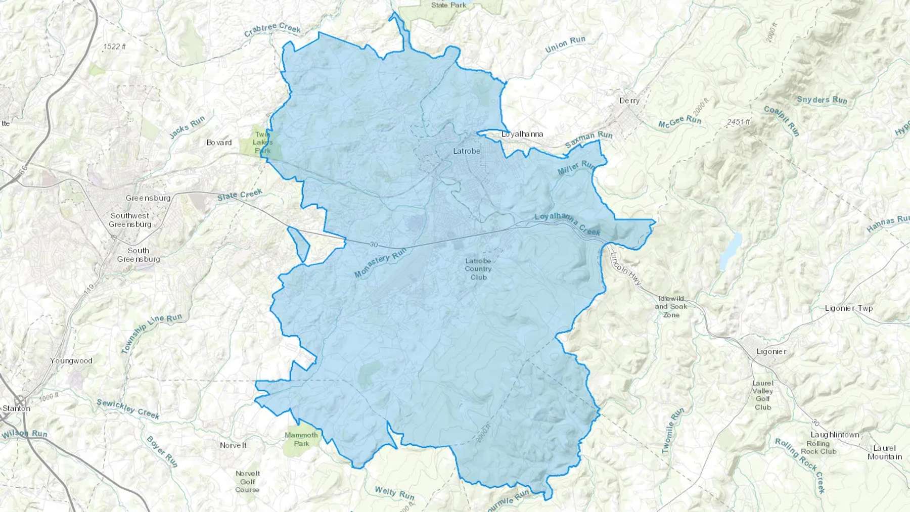 Whitney, PA Cash heating Oil delivery map Map of the COD Fuel Oil delivery service area for Whitney, PA