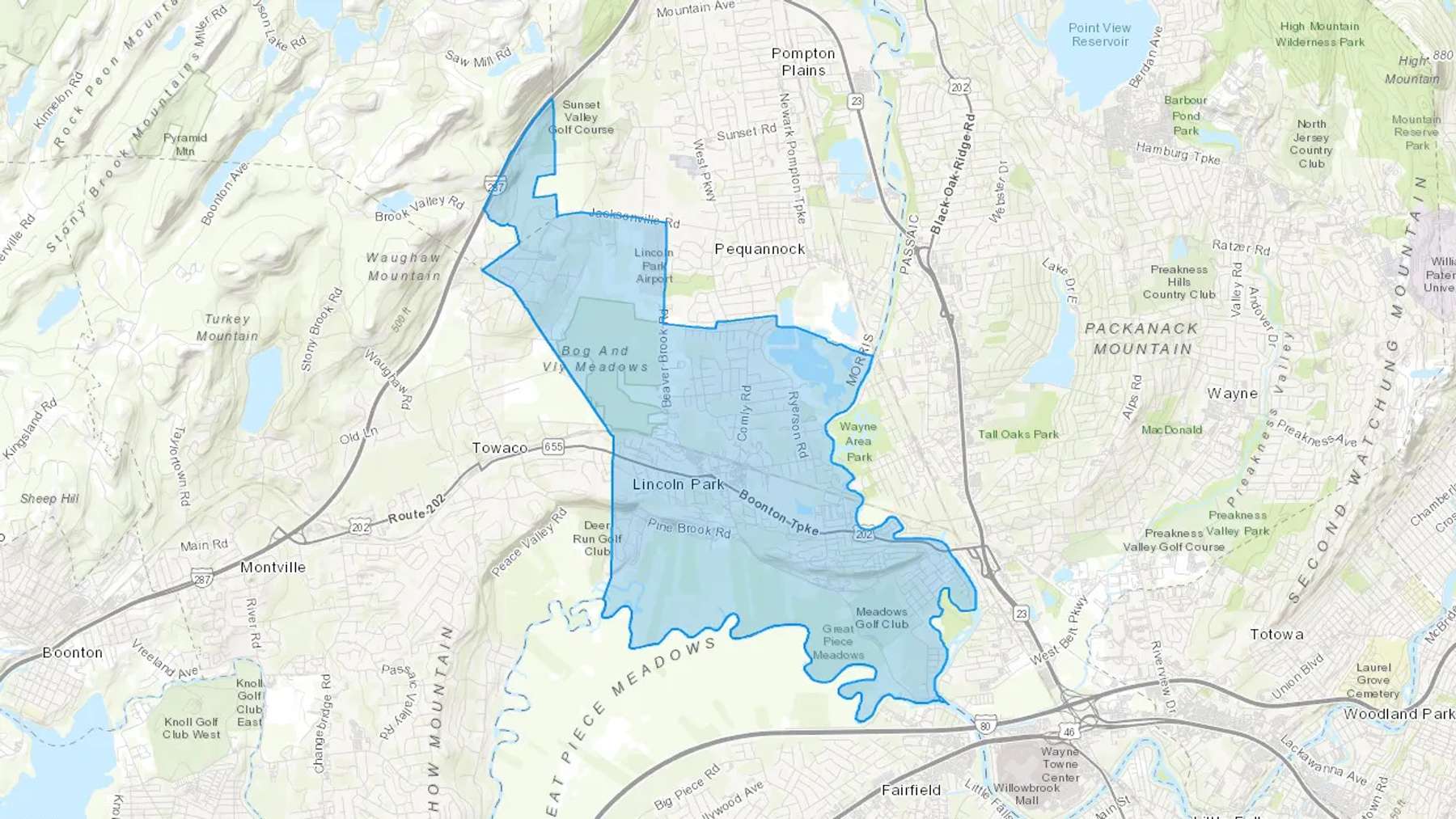 Lincoln Park, NJ Cash heating Oil delivery map Map of the COD Fuel Oil delivery service area for Lincoln Park, NJ