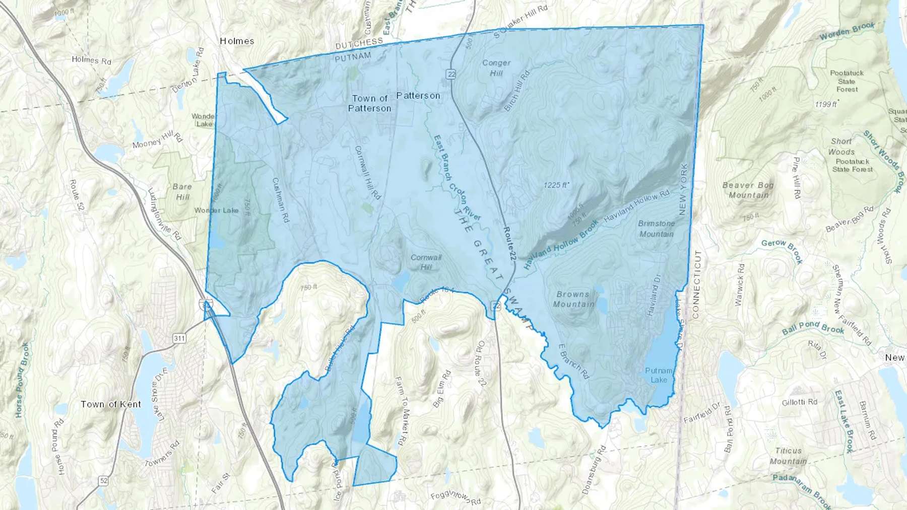 Patterson, NY Cash heating Oil delivery map Map of the COD Fuel Oil delivery service area for Patterson, NY