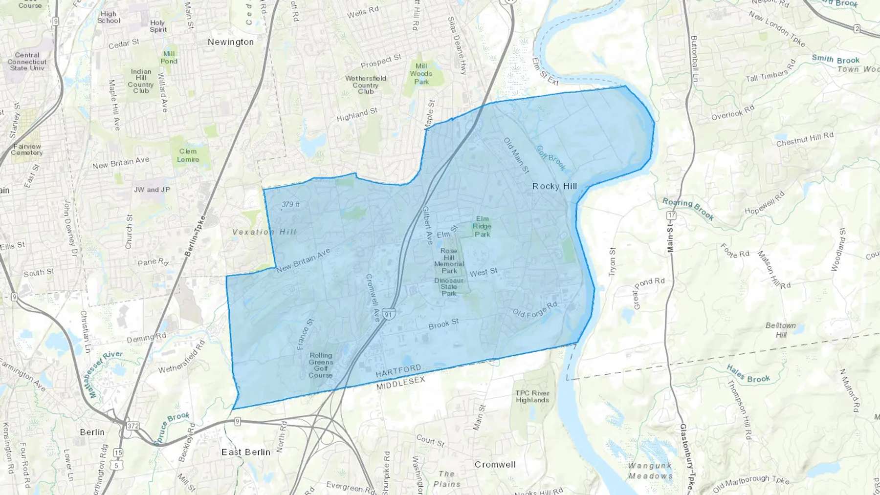 Rocky Hill, CT Cash heating Oil delivery map Map of the COD Fuel Oil delivery service area for Rocky Hill, CT